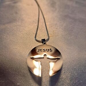 Silver Jesus Pendant Necklace